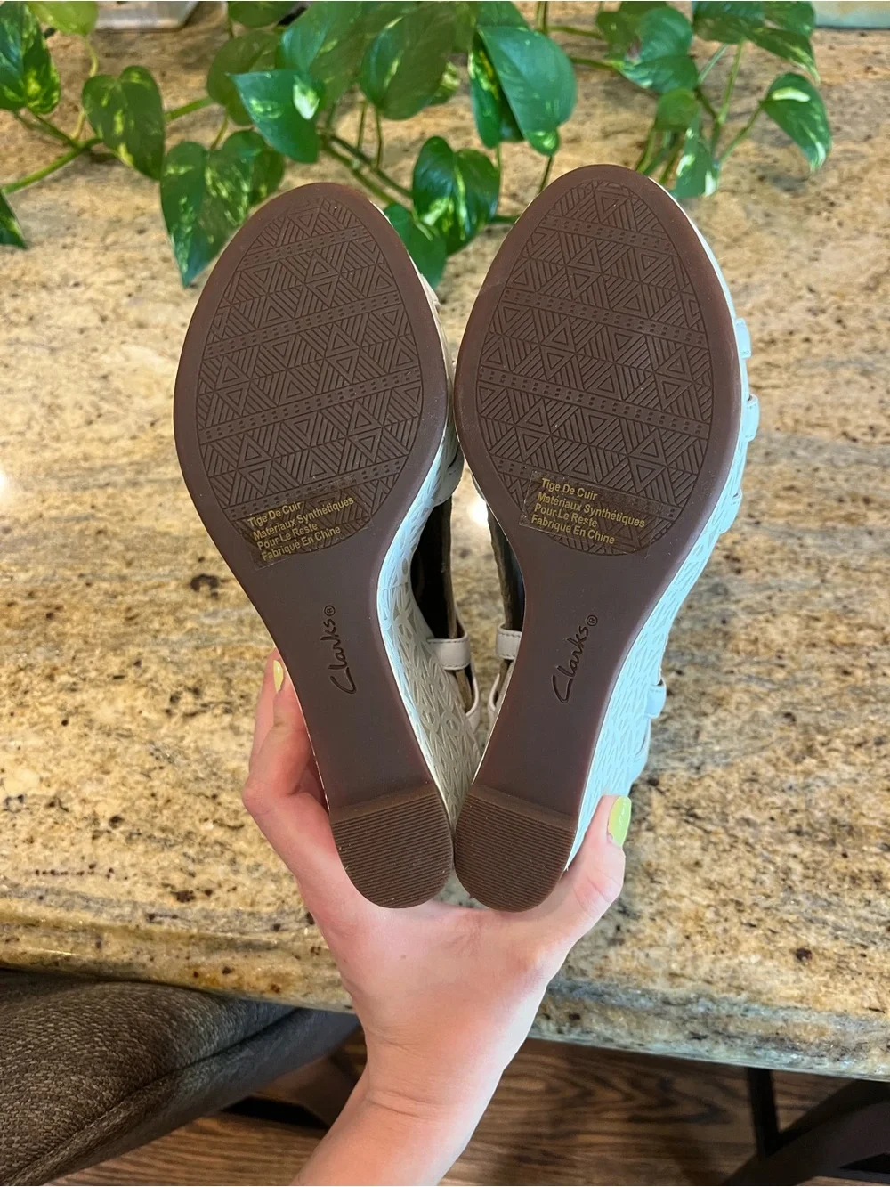Clark’s NWT - Women’s White Wedge Sandals with Decorative Platform